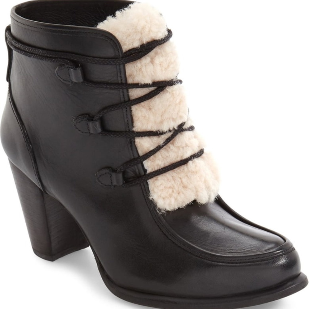 New UGG Women Shearling Fur Black Boot